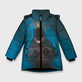 Зимняя куртка для девочек 3D с принтом Blue в Новосибирске, ткань верха — 100% полиэстер; подклад — 100% полиэстер, утеплитель — 100% полиэстер. | длина ниже бедра, удлиненная спинка, воротник стойка и отстегивающийся капюшон. Есть боковые карманы с листочкой на кнопках, утяжки по низу изделия и внутренний карман на молнии. 

Предусмотрены светоотражающий принт на спинке, радужный светоотражающий элемент на пуллере молнии и на резинке для утяжки. | godzilla | king of the monsters | годзила | годзилла 2 | король монстров