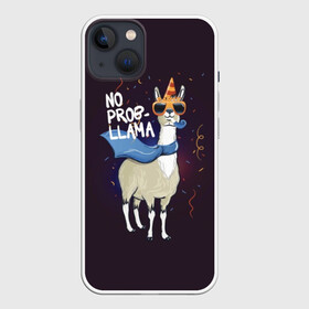 Чехол для iPhone 13 с принтом No prob llama в Новосибирске,  |  | Тематика изображения на принте: лама
lama
вечеринка
тусовка
party
нет проблем