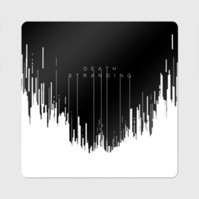 Магнит виниловый Квадрат с принтом DEATH STRANDING | DS в Новосибирске, полимерный материал с магнитным слоем | размер 9*9 см, закругленные углы | Тематика изображения на принте: bridges | death stranding | fragile express | games | kojima | kojima productions | logo | ludens | игры | кодзима | лого | люденс