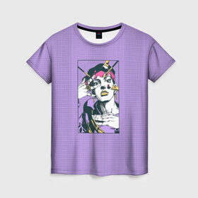 Женская футболка 3D с принтом Kishibe Rohan in Purple в Новосибирске, 100% полиэфир ( синтетическое хлопкоподобное полотно) | прямой крой, круглый вырез горловины, длина до линии бедер | diamond is unbreakable | heavens door | jjba | jojo | kishibe | rohan