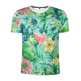 Мужская футболка 3D спортивная с принтом Тропики в Новосибирске, 100% полиэстер с улучшенными характеристиками | приталенный силуэт, круглая горловина, широкие плечи, сужается к линии бедра | 2019 | 2020 | в отпуск | весна | гаваи | гавайи | гавайская | для отпуска | лето | листья | море | настроение | осень | отдых | отпуск | пальма | пальмы | пляж | пляжная | путешественник
