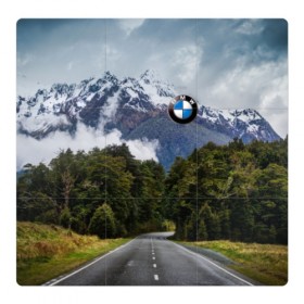 Магнитный плакат 3Х3 с принтом BMW в Новосибирске, Полимерный материал с магнитным слоем | 9 деталей размером 9*9 см | asphalt | bmw | clouds | forest | mountains | nature | road | route | sky | snow | top | асфальт | бмв | вершина | горы | дорога | лес | небо | облака | природа | снег | трасса