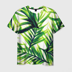 Мужская футболка 3D с принтом Лист Пальмы в Новосибирске, 100% полиэфир | прямой крой, круглый вырез горловины, длина до линии бедер | 2019 | 2020 | summer | в отпуск | весна | гаваи | гавайи | гавайская | для отпуска | лето | листья | море | настроение | осень | отдых | отпуск | пальма | пальмы | пляж | пляжная | путешественник | цветочки | цветы