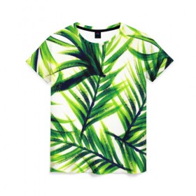 Женская футболка 3D с принтом Лист Пальмы в Новосибирске, 100% полиэфир ( синтетическое хлопкоподобное полотно) | прямой крой, круглый вырез горловины, длина до линии бедер | 2019 | 2020 | summer | в отпуск | весна | гаваи | гавайи | гавайская | для отпуска | лето | листья | море | настроение | осень | отдых | отпуск | пальма | пальмы | пляж | пляжная | путешественник | цветочки | цветы
