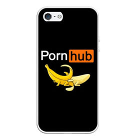 Чехол для iPhone 5/5S матовый с принтом PORN HUB в Новосибирске, Силикон | Область печати: задняя сторона чехла, без боковых панелей | Тематика изображения на принте: банан | бананы | логотип | пошлое