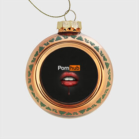 Стеклянный ёлочный шар с принтом PORN HUB в Новосибирске, Стекло | Диаметр: 80 мм | Тематика изображения на принте: губы | логотип | пошлое