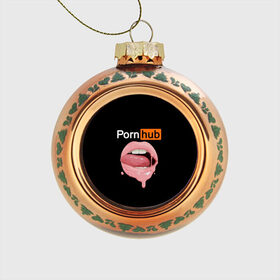 Стеклянный ёлочный шар с принтом PORN HUB в Новосибирске, Стекло | Диаметр: 80 мм | Тематика изображения на принте: губы | логотип | пошлое