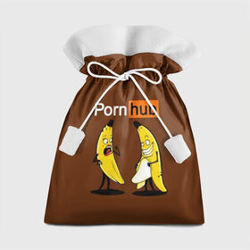 Подарочный 3D мешок с принтом PORN HUB в Новосибирске, 100% полиэстер | Размер: 29*39 см | бананы | логотип | пошлое