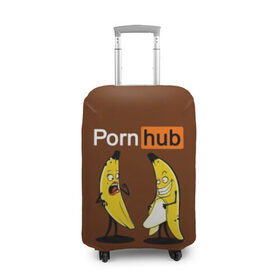 Чехол для чемодана 3D с принтом PORN HUB в Новосибирске, 86% полиэфир, 14% спандекс | двустороннее нанесение принта, прорези для ручек и колес | бананы | логотип | пошлое