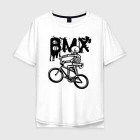 Мужская футболка хлопок Oversize с принтом BMX в Новосибирске, 100% хлопок | свободный крой, круглый ворот, “спинка” длиннее передней части | bike | bmx | bones | extreme | skeleton | skull | sport | велосипед | скелет | спорт | череп | экстрим