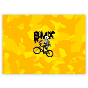 Поздравительная открытка с принтом BMX в Новосибирске, 100% бумага | плотность бумаги 280 г/м2, матовая, на обратной стороне линовка и место для марки
 | Тематика изображения на принте: bike | bmx | bones | extreme | skeleton | skull | sport | велосипед | скелет | спорт | череп | экстрим