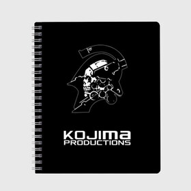 Тетрадь с принтом KOJIMA PRODUCTIONS в Новосибирске, 100% бумага | 48 листов, плотность листов — 60 г/м2, плотность картонной обложки — 250 г/м2. Листы скреплены сбоку удобной пружинной спиралью. Уголки страниц и обложки скругленные. Цвет линий — светло-серый
 | bag | bridges | death stranding | fragile express | games | kojima | kojima productions | logo | ludens | игры | кодзима | лого | люденс | рюкзак | рюкзак death stranding