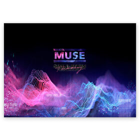 Поздравительная открытка с принтом Cyber Muse в Новосибирске, 100% бумага | плотность бумаги 280 г/м2, матовая, на обратной стороне линовка и место для марки
 | alternative | bellamy | cyber | indie | muse | rock | simulation theory | беллами | мьюз