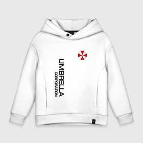 Детское худи Oversize хлопок с принтом UMBRELLA CORP в Новосибирске, френч-терри — 70% хлопок, 30% полиэстер. Мягкий теплый начес внутри —100% хлопок | боковые карманы, эластичные манжеты и нижняя кромка, капюшон на магнитной кнопке | Тематика изображения на принте: claire redfied | leon kennedy | logo | raccoon city | resident | resident evil 2 | zombie | зомби | игра | игры | кровь | логотип | обитель зла | фильмы