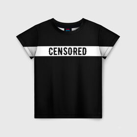 Детская футболка 3D с принтом CENSORED / ЦЕНЗУРА в Новосибирске, 100% гипоаллергенный полиэфир | прямой крой, круглый вырез горловины, длина до линии бедер, чуть спущенное плечо, ткань немного тянется | advisory | censored | content | explicit | label | logo | parental | rap | rapper | rappers | внимание | лексика | мат | ненормативная | нормативная | рэп | рэпер | рэперы | слова