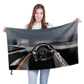 Флаг 3D с принтом BMW в Новосибирске, 100% полиэстер | плотность ткани — 95 г/м2, размер — 67 х 109 см. Принт наносится с одной стороны | bmw | car | car interior | steering | windshield | автомобиль | бмв | лобовое стекло | руль | салон