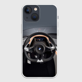 Чехол для iPhone 13 mini с принтом BMW в Новосибирске,  |  | bmw | car | car interior | steering | windshield | автомобиль | бмв | лобовое стекло | руль | салон
