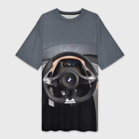Платье-футболка 3D с принтом BMW в Новосибирске,  |  | bmw | car | car interior | steering | windshield | автомобиль | бмв | лобовое стекло | руль | салон