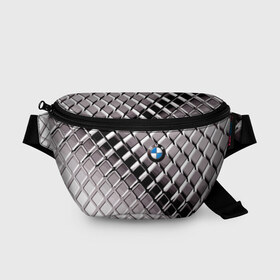 Поясная сумка 3D с принтом BMW в Новосибирске, 100% полиэстер | плотная ткань, ремень с регулируемой длиной, внутри несколько карманов для мелочей, основное отделение и карман с обратной стороны сумки застегиваются на молнию | bmw | metal | pattern | prestige | бмв | металл | престиж | узор