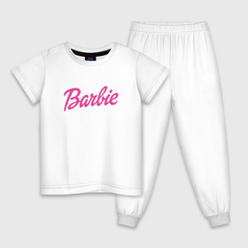 Детская пижама хлопок с принтом Barbie в Новосибирске, 100% хлопок |  брюки и футболка прямого кроя, без карманов, на брюках мягкая резинка на поясе и по низу штанин
 | bad | barbie | bratz | girl | princess | team | барби | братц | девочка | дочка | дочь | кукла | куколка | лого | логотип | любимая | невеста | подружка | прекрасная