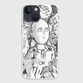 Чехол для iPhone 13 mini с принтом Чернобелый Сайтама в Новосибирске,  |  | anime | one punch man | saitama | аниме | ван панч мен | ванпанчмен | сайтама