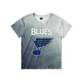 Детская футболка 3D с принтом St. Louis Blues в Новосибирске, 100% гипоаллергенный полиэфир | прямой крой, круглый вырез горловины, длина до линии бедер, чуть спущенное плечо, ткань немного тянется | nhl | st. louis blues | блюз | нхл | сент луиз | сент луис | сент луис блюз | тарасенко | хоккей | шайба