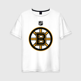 Женская футболка хлопок Oversize с принтом Boston Bruins NHL в Новосибирске, 100% хлопок | свободный крой, круглый ворот, спущенный рукав, длина до линии бедер
 | boston | boston bruins | hockey | nhl | бостон | бостон брюинз | кубок стенли | нхл | спорт | хоккей | шайба