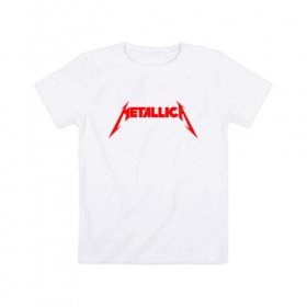 Детская футболка хлопок с принтом METALLICA RED LOGO в Новосибирске, 100% хлопок | круглый вырез горловины, полуприлегающий силуэт, длина до линии бедер | matters metallica | music | nothing else | rock | trash metal | группа | музыка | музыканты | рок | трэш металл