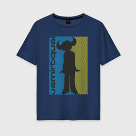 Женская футболка хлопок Oversize с принтом Jamiroquai в Новосибирске, 100% хлопок | свободный крой, круглый ворот, спущенный рукав, длина до линии бедер
 | британская | группа | джей кей | диско | современный ритм н блюз | стюарт зендер | тоби смит | фанк | эйсид джаз