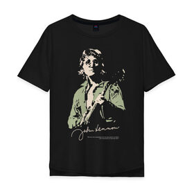 Мужская футболка хлопок Oversize с принтом Джон Леннон в Новосибирске, 100% хлопок | свободный крой, круглый ворот, “спинка” длиннее передней части | активист | бас гитара | британский | гитара | губная гармоника | клавишные | композитор | музыкант | певец | писатель | поэт | рок | художник