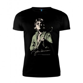 Мужская футболка премиум с принтом Джон Леннон в Новосибирске, 92% хлопок, 8% лайкра | приталенный силуэт, круглый вырез ворота, длина до линии бедра, короткий рукав | активист | бас гитара | британский | гитара | губная гармоника | клавишные | композитор | музыкант | певец | писатель | поэт | рок | художник
