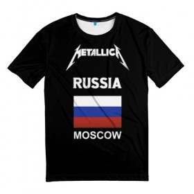 Мужская футболка 3D с принтом Metallica в Новосибирске, 100% полиэфир | прямой крой, круглый вырез горловины, длина до линии бедер | metallica | moscow | russia | андеграунд | легенда рока | метал | металлика | москва | музыка | рок | россия | хард рок | хеви метал