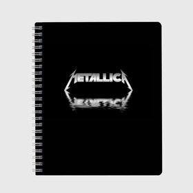 Тетрадь с принтом Metallica в Новосибирске, 100% бумага | 48 листов, плотность листов — 60 г/м2, плотность картонной обложки — 250 г/м2. Листы скреплены сбоку удобной пружинной спиралью. Уголки страниц и обложки скругленные. Цвет линий — светло-серый
 | guitar | hard | heavymetal | metal | metallica | music | rock | гитара | картинка | картинки | метал | металика | металлика | мода | музыка | рок | тренд | тренды | треш | трэш | тяжелый | хард