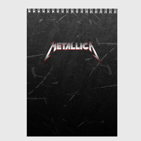 Скетчбук с принтом METALLICA в Новосибирске, 100% бумага
 | 48 листов, плотность листов — 100 г/м2, плотность картонной обложки — 250 г/м2. Листы скреплены сверху удобной пружинной спиралью | matters metallica | music | nothing else | rock | trash metal | группа | металлика | музыка | музыканты | рок | трэш металл