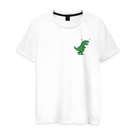 Мужская футболка хлопок с принтом Wtf dinosaur в Новосибирске, 100% хлопок | прямой крой, круглый вырез горловины, длина до линии бедер, слегка спущенное плечо. | 