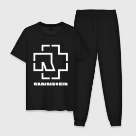 Мужская пижама хлопок с принтом RAMMSTEIN в Новосибирске, 100% хлопок | брюки и футболка прямого кроя, без карманов, на брюках мягкая резинка на поясе и по низу штанин
 | Тематика изображения на принте: music | rammstein | rock | группа | музыка | музыканты | рамштайн | рок