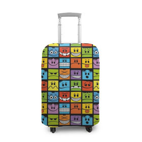 Чехол для чемодана 3D с принтом Эмодзи в Новосибирске, 86% полиэфир, 14% спандекс | двустороннее нанесение принта, прорези для ручек и колес | blue | bright | emoji | emotion | funny | green | orange | purple | red | smiley face | yellow | желтый | забавный | зеленый | красный | лицо | оранжевый | смайлик | смешной | фиолетовый | эмодзи | эмоция | яркий