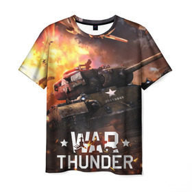 Мужская футболка 3D с принтом war thunder в Новосибирске, 100% полиэфир | прямой крой, круглый вырез горловины, длина до линии бедер | Тематика изображения на принте: war thunder | war thunder 2019 | war thunder лучшие | war thunder самолеты | war thunder танки | вар тандер | игра war thunder | купить футболку war thunder | футболки war thunder