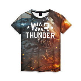 Женская футболка 3D с принтом war thunder (ник на спине) в Новосибирске, 100% полиэфир ( синтетическое хлопкоподобное полотно) | прямой крой, круглый вырез горловины, длина до линии бедер | war thunder | war thunder 2019 | war thunder лучшие | war thunder самолеты | war thunder танки | вар тандер | игра war thunder | купить футболку war thunder | футболки war thunder