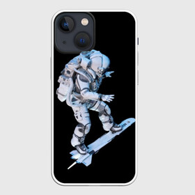 Чехол для iPhone 13 mini с принтом Космонавт в Новосибирске,  |  | astronaut | black | cool | man | skateboard | space | space suit | suit | астронавт | космонавт | космос | костюм | прикольный | скафандр | скейтборд | человек | черный