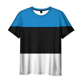 Мужская футболка 3D с принтом Эстония. Флаг. в Новосибирске, 100% полиэфир | прямой крой, круглый вырез горловины, длина до линии бедер | Тематика изображения на принте: балтии | государство | прибалтика | республика | снг | ссср | страна | страны | эстония