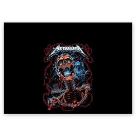 Поздравительная открытка с принтом Metallica в Новосибирске, 100% бумага | плотность бумаги 280 г/м2, матовая, на обратной стороне линовка и место для марки
 | metallica | группа | метал | металлика | музыка | песни | рок