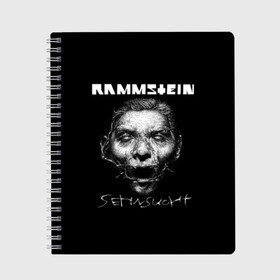 Тетрадь с принтом Rammstein в Новосибирске, 100% бумага | 48 листов, плотность листов — 60 г/м2, плотность картонной обложки — 250 г/м2. Листы скреплены сбоку удобной пружинной спиралью. Уголки страниц и обложки скругленные. Цвет линий — светло-серый
 | du hast | heavy | herzeleid | metal | mutter | rammstein | reise | rosenrot | sehnsucht | till lindemann | группа | метал | рамштайн | рок | тилль линдеманн | хард