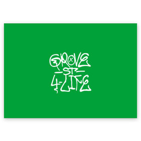 Поздравительная открытка с принтом Грув стрит в Новосибирске, 100% бумага | плотность бумаги 280 г/м2, матовая, на обратной стороне линовка и место для марки
 | gta | gta sa | samp | банда грув стрит | граффити грув стрит | грув гта | грув стрит гта | гта