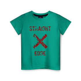 Детская футболка хлопок с принтом Straight edge в Новосибирске, 100% хлопок | круглый вырез горловины, полуприлегающий силуэт, длина до линии бедер | straight edge | sxe | острая грань | схе
