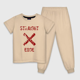 Детская пижама хлопок с принтом Straight edge в Новосибирске, 100% хлопок |  брюки и футболка прямого кроя, без карманов, на брюках мягкая резинка на поясе и по низу штанин
 | Тематика изображения на принте: straight edge | sxe | острая грань | схе