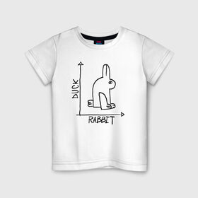 Детская футболка хлопок с принтом Утка. Кролик в Новосибирске, 100% хлопок | круглый вырез горловины, полуприлегающий силуэт, длина до линии бедер | алгебра | геометрия | животные | иллюзия | кролик | обман зрения | утка | юмор
