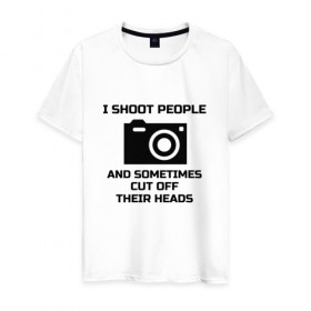 Мужская футболка хлопок с принтом Добрый фотограф в Новосибирске, 100% хлопок | прямой крой, круглый вырез горловины, длина до линии бедер, слегка спущенное плечо. | i shoot people | photo | photographer | фото | фотоаппарат | фотограф | фотография