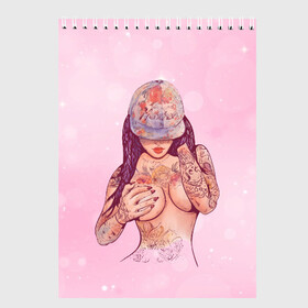 Скетчбук с принтом Sexy girl в Новосибирске, 100% бумага
 | 48 листов, плотность листов — 100 г/м2, плотность картонной обложки — 250 г/м2. Листы скреплены сверху удобной пружинной спиралью | девушка | летняя | тату | татуировки | тело | тянка