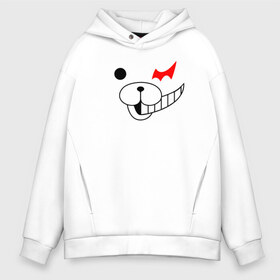 Мужское худи Oversize хлопок с принтом MONOKUMA в Новосибирске, френч-терри — 70% хлопок, 30% полиэстер. Мягкий теплый начес внутри —100% хлопок | боковые карманы, эластичные манжеты и нижняя кромка, капюшон на магнитной кнопке | anime | bear | black  white | danganronpa | kurokuma | monodam | monokuma | monomi | monotaro | pink | rabbit | school | shirokuma | аниме | главарь | мoноми | монокума | черно белый | школа